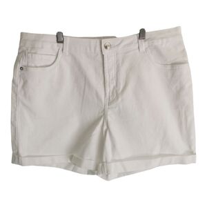 💙3/$25💙 George Women's White Cotton Blend High Waist Fitted‎ Slim Leg Shorts